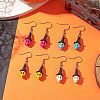 4 Pairs Dyed Synthetic Turquoise Pendants Earrings EJEW-TA00422-2
