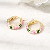Brass Enamel Hoop Earrings for Women EJEW-K335-01G-02-2