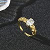 Brass Pave Clear Single Cubic Zirconia Cuff Open Rings RJEW-H268-01G-1