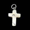 Natural White Shell & Crystal Rhinestone Pendants SH-CBAC52B-01D-1