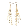 Brass Flat Round with Sun Pattern Link Chain Tassel Dangle Earrings EJEW-JE06928-2