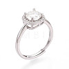 Adjustable 925 Sterling Silver Round Cut Moissanite Halo Promise Ring STER-T008-87P-1