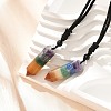 Chakra Double Terminal Pointed Bullet Shaped Stone Pendant Necklaces NJEW-Z060-01-1