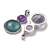 Natural Fluorite & Natural Amethyst Pendants G-G147-06P-01-2