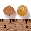 Natural Topaz Jade Saucer Charms with Rack Plating Golden Tone Brass Bails KK-B103-17B-09-3