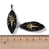 Natural Obsidian Gold Sun Pattern Pendants G-L524-14P-02-3