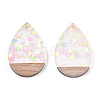 Transparent Resin & White Wood Pendants RESI-N039-35-3