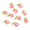 10Pcs Acrylic & Glass Flower Pendants PALLOY-YW00116-10-1