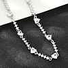 Brass Pave Clear Cubic Zirconia Heart Link Chain Necklaces KK-CBA4547-16B-P-2