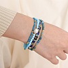 4Pcs 4 Styles Gemstone & Glass & Seed Beads & Brass Beads Stretch Bracelets LN0017-1-1