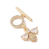 Golden Brass Micro Pave Cubic Zirconia Toggle Clasps KK-B100-039G-01-2