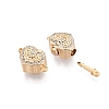 Brass Micro Pave Clear Cubic Zirconia Box Clasps KK-Q074-07G-2