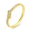 Knot Brass Pave Clear Cubic Zirconia Hinged Bangles for Women BJEW-Z062-01A-1