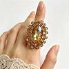 Zinc Alloy Glass Finger Rings UG8757-8-1