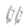 Brass Micro Pave Clear Cubic Zirconia Hoop Earring Finding KK-Z154-08P-1