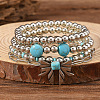 4Pcs Synthetic Turquoise & CCB Beaded Stretch Bracelets FS-WGC8DBE-01-1