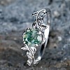 Oval & Leaf 925 Sterling Silver with Moss Agate Finger Rings FS-WGF1EFD-01-1
