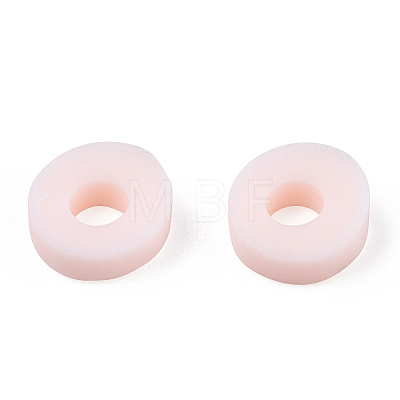 Flat Round Handmade Polymer Clay Bead Spacers CLAY-R067-4.0mm-27-1