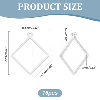 Unicraftale 16Pcs 304 Stainless Steel Open Back Bezel Pendants FIND-UN0002-90B-1