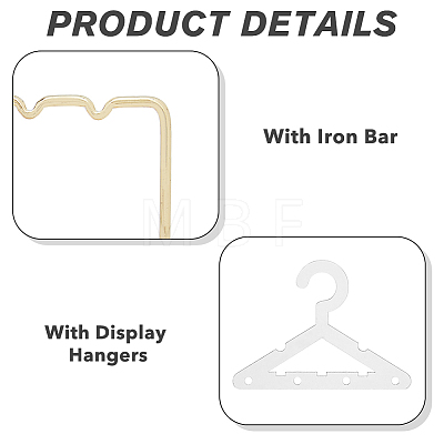 1 Set Golden Tone Iron Bar Dangle Earring Wooden Display Stands EDIS-FH0001-03-1