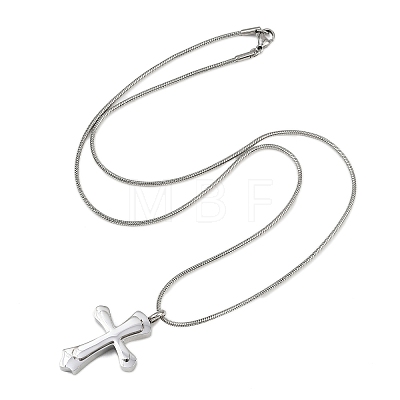 304 Stainless Steel Cross Pendant Pet Urn Ashes Necklaces NJEW-S455-02P-1