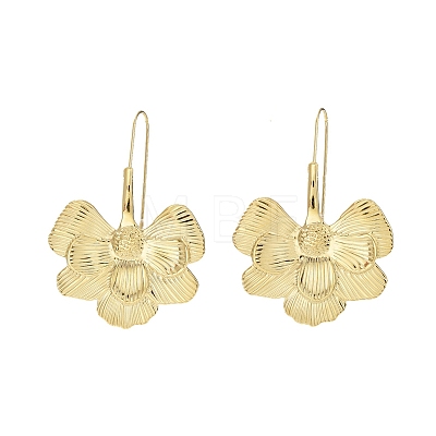 201 Stainless Steel Flower Dangle Earrings EJEW-D084-06G-1