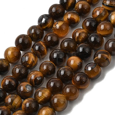 Natural Tiger Eye Round Beads Strands X-G-S177-6mm-1