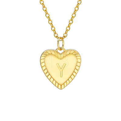 Golden Tone Brass Cable Chain Letter Heart Pendant Necklaces for Women PW-WG67FD6-25-1