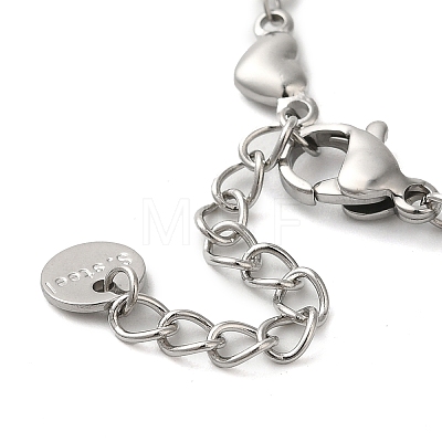 Non-Tarnish 304 Stainless Steel Heart Link Chain Bracelets for Women BJEW-K237-07P-1