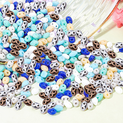 800Pcs 8 Colors 2-Hole Seed Beads SEED-SC0001-02-1