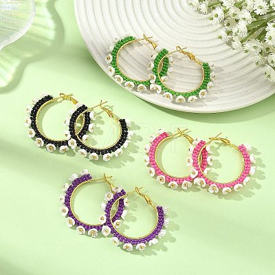 Glass Hoop Earrings EJEW-MZ00827-1