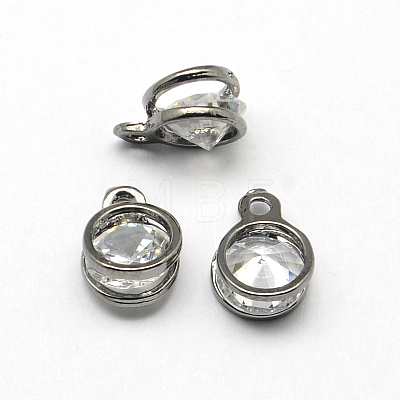 Flat Round Alloy Charms ZIRC-R007-054A-01-1