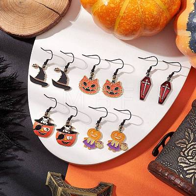 Halloween Alloy Enamel Dangle Earrings EJEW-JE06063-1