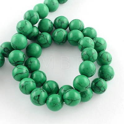 Synthetical Turquoise Gemstone Round Bead Strands TURQ-R035-6mm-02-1