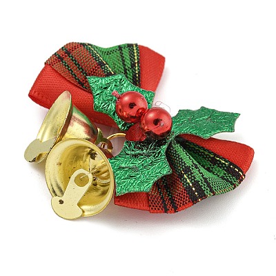 Cloth & Iron Christmas Bowknot Bell Hanging Ornaments  HJEW-S004-01D-1