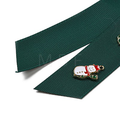 Christmas Polyester Ribbon Safety Pin Brooch JEWB-H012-01B-1