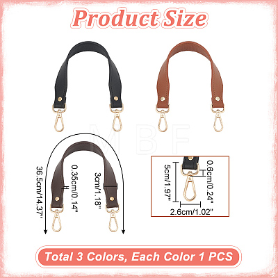 WADORN 3Pcs 3 Colors PU Leather Bag Handles DIY-WR0003-15-1