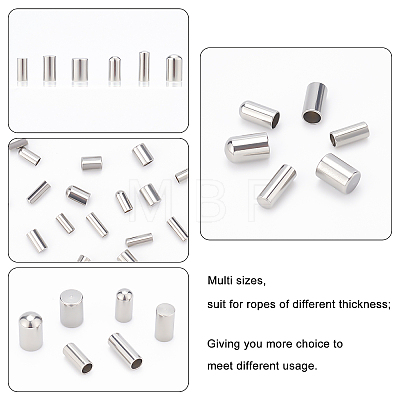 Unicraftale 240Pcs 6 Style Stainless Steel Cord Ends STAS-UN0025-46-1