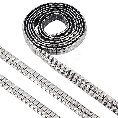 2 Yards 201 Stainless Steel Square Rivet Studed Cord DIY-GF0013-61A-1