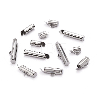 90Pcs 6 Style 304 Stainless Steel Slide On End Clasp Tubes STAS-YW0001-20-1