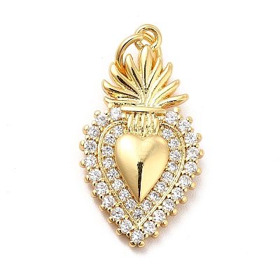 Rack Plating Brass Micro Pave Cubic Zirconia Pendants KK-K270-22G-1