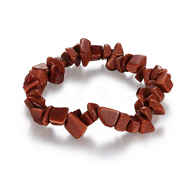 Synthetic Goldstone Chips Stretch Bracelets BJEW-BB16534-H-1