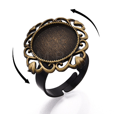 Adjustable Rhombus Alloy & Iron Bezel Cup Ring Base with Rotatable Tray MAK-T012-02AB-1