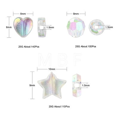 350Pcs 3 Style Transparent Acrylic Beads TACR-FS0001-05-1