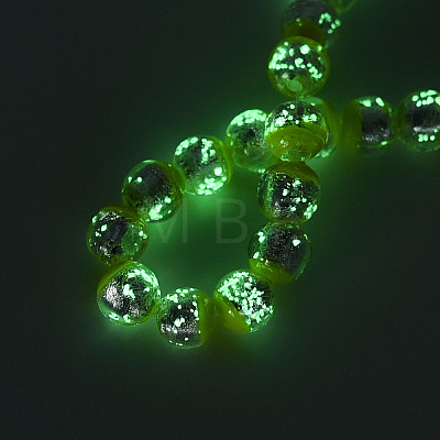 Luminous Handmade Lampwork Silver Foil Beads Strand FOIL-N029-03B-1