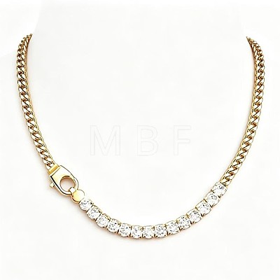 Brass Pave Clear Cubic Zirconia Tennis Necklaces WGA050F-01-1