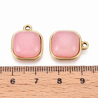 Natural Rose Quartz Square Pendants STAS-N109-211C-G-1
