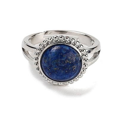 Natural Lapis Lazuli Round Adjustable Rings RJEW-K271-02P-04-1