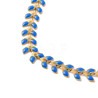 Enamel Ear of Wheat Link Chain Necklace NJEW-P220-02G-06-1