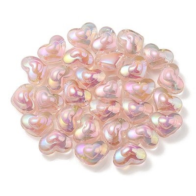 UV Plating Rainbow Iridescent Transparent Acrylic Beads OACR-C007-04E-1